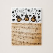 Puzzles Musiknote Gitarren Schwarze Herzen (Vertikal)