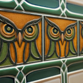 Puzzles Owl in Orange Arts & Crafts Movement Fliese