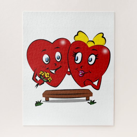 Puzzles Paar Rote Herzen Frohen Valentinstag (Vertikal)