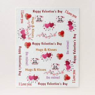 Puzzles Paar Rote Herzen Frohen Valentinstag