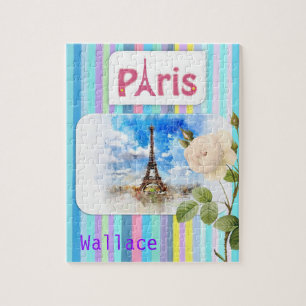 Puzzles Paris Frankreich Florales Streifenmuster
