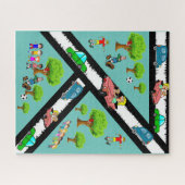 Puzzles Park Autos Kinder spielen Hund (Horizontal)