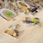 Puzzles Pasta Roter Wein Brot Olivenöl Oliven (Seite)