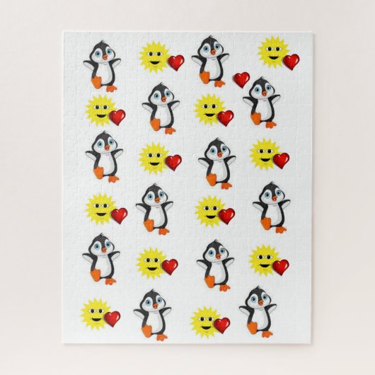 Puzzles Pinguin Sun Red Hearts Happy Valentine (Vertikal)