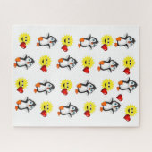Puzzles Pinguin Sun Red Hearts Happy Valentine (Horizontal)