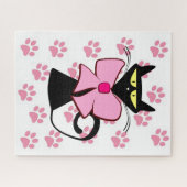 Puzzles Pink Paw Prints Cat (Horizontal)
