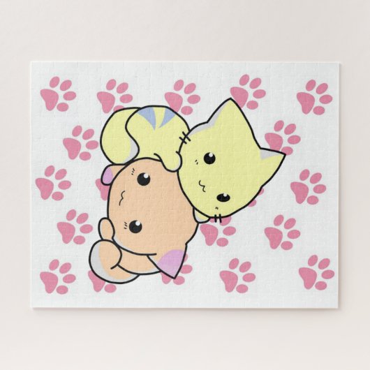 Puzzles Pink Paws Katzen Kitts (Horizontal)