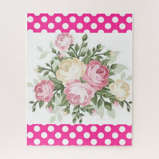 Puzzles Pink Polka dot, Blume floral (Vertikal)