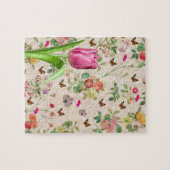 Puzzles Pink Tulip Floral Butterfly (Horizontal)