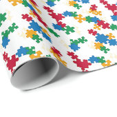 Puzzles - Primärfarbenumrandung weißer Hintergrund Geschenkpapier (Rolleneckpunkt)