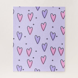 Puzzles Purple Pink Hearts Happy Valentine's Day