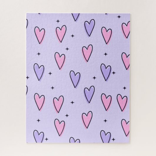 Puzzles Purple Pink Hearts Happy Valentine's Day (Vertikal)