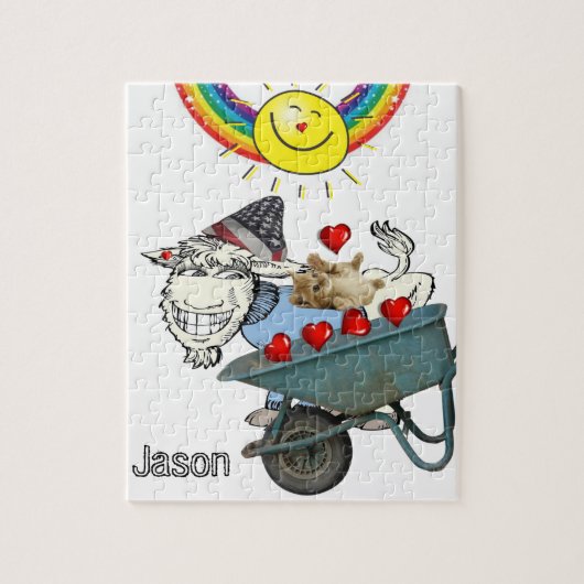 Puzzles Rainbow Goat Kitten Red Hearts (Vertikal)