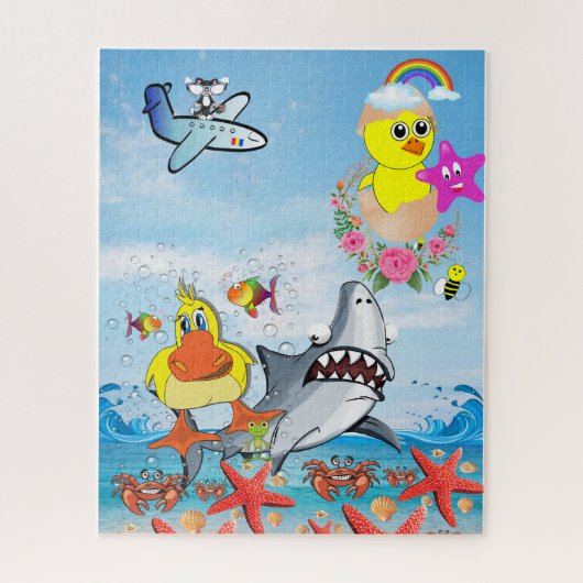 Puzzles Rainbow Sky Ocean Shark Ducks Cat (Vertikal)