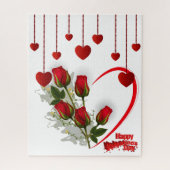 Puzzles Red Hearts Happy Valentine's Day (Vertikal)