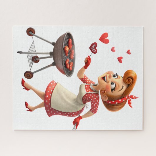 Puzzles Red Hearts Happy Valentine's Day Cooking (Horizontal)