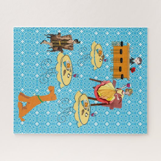 Puzzles Retro Dinning Frau Dog (Horizontal)