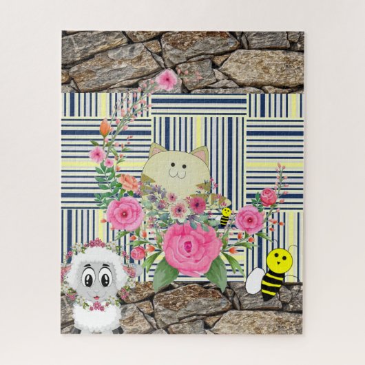 Puzzles Rock Cat Sheep Floral Bumblebee Blüte (Vertikal)