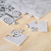 Puzzles Rosa Blütenkatze Schwarz-Weiß-Marmor (Seite)