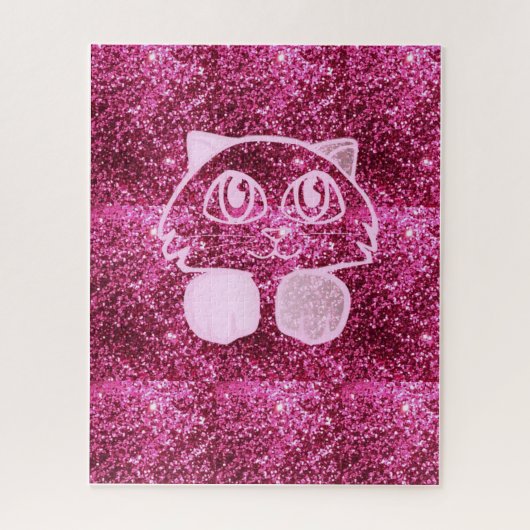 Puzzles Rosa Glitzer Cat (Vertikal)