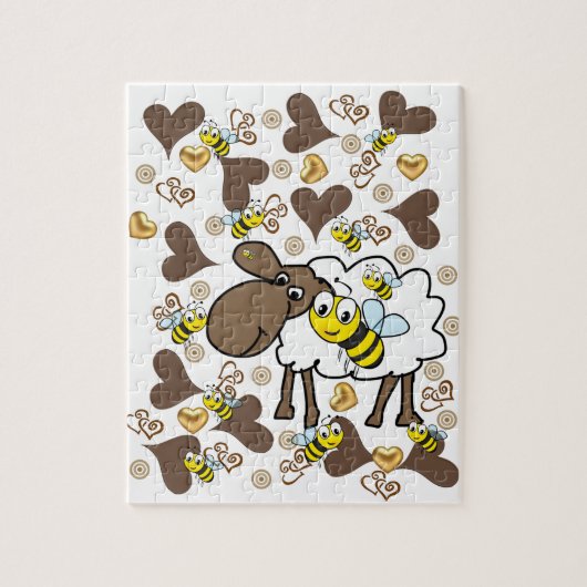 Puzzles Sheep Brown Hearts Hummel (Vertikal)