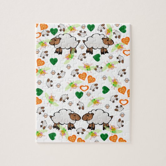 Puzzles Sheep Orange Hearts Fairy (Vertikal)