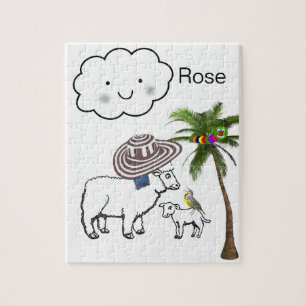 Puzzles Sheep Wolken Blumenpalme Tree