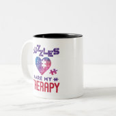 Puzzles sind meine Therapie Jigsaw Puzzle Lover Zweifarbige Tasse (Vorderseite Links)