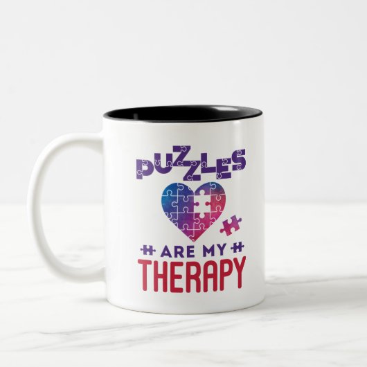 Puzzles sind meine Therapie Jigsaw Puzzle Lover Zweifarbige Tasse (Links)