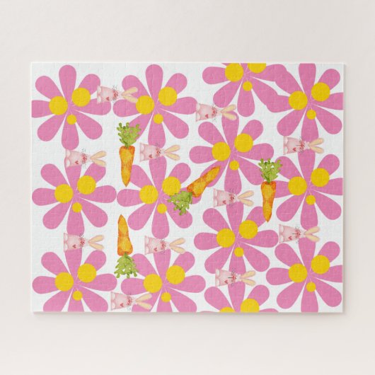 Puzzles Spring Carrots Bunny Rabbit Floral (Horizontal)