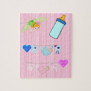 Puzzles Stripe Baby Girl Pink