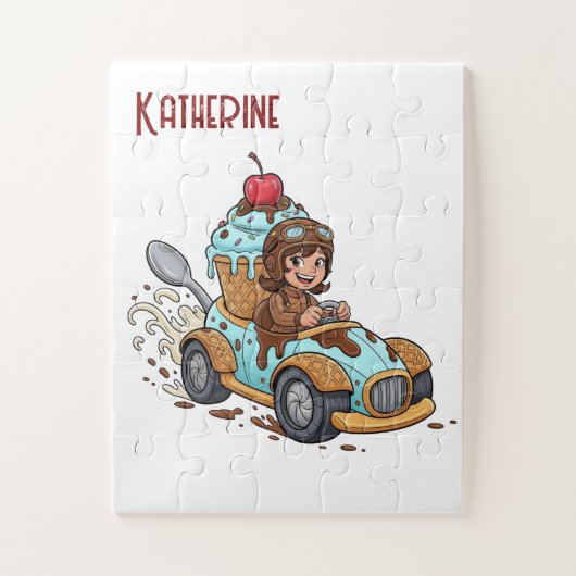 Puzzles Süßes Mädchen liefert Eiscreme (Vertikal)