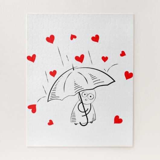 Puzzles Umbrella Red Hearts Happy Valentine's Day  (Vertikal)