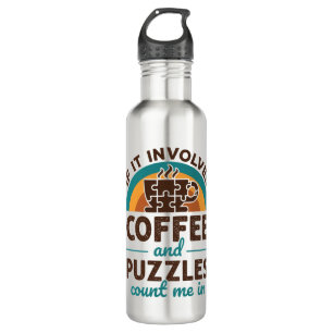 Puzzles und Kaffee zählen mich Edelstahlflasche