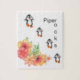 Puzzles Weiße Pinguine Blume