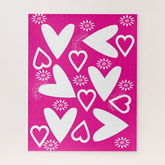 Puzzles White Hearts Happy Valentine's Day (Vertikal)