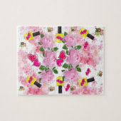 Puzzles White Pink Hearts Yellow Nail Polnisch (Horizontal)