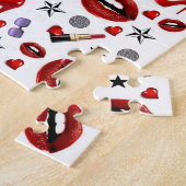 Puzzles White Red Lipstick Heels Herz (Seite)
