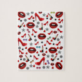 Puzzles White Red Lipstick Heels Herz (Vertikal)