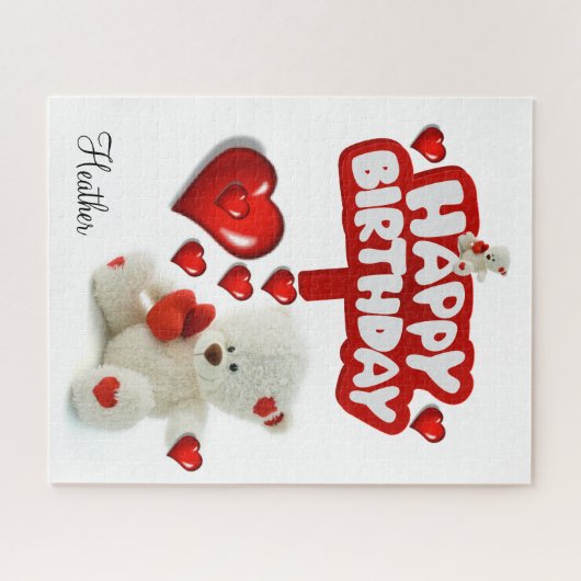 Puzzles White Teddy Bären Happy Birthday (Horizontal)