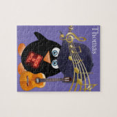 Puzzles White und Black Pinguin Gitarre Rock'n'Rol (Horizontal)