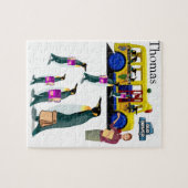 Puzzles White und Black Pinguin School Busfahrer (Horizontal)