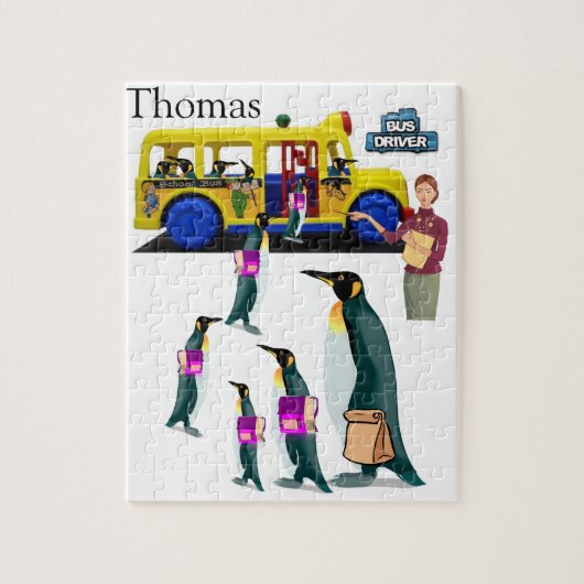 Puzzles White und Black Pinguin School Busfahrer (Vertikal)
