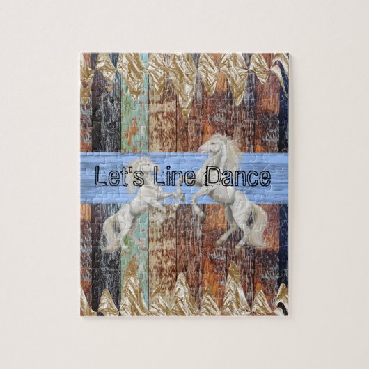 Puzzles Wood White Horse Let's Line Tanz (Vertikal)