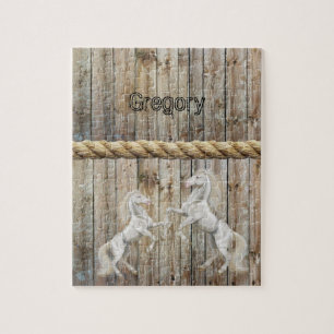 Puzzles Wood White Horses