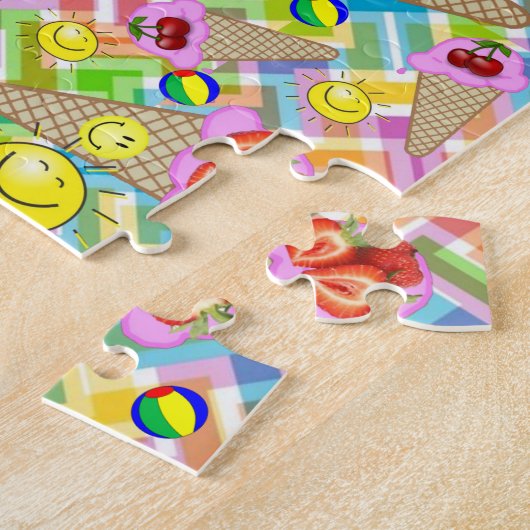 Puzzles Zickzack Pink Ice Creme Cones Erdbeere (Seite)