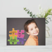 Puzzlespiel bessert Foto-Einladung aus Einladung (Stehend Vorderseite)