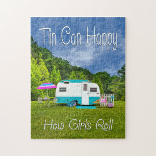 PUZZLESPIEL Blechdose-glücklicher Vintager Camper Puzzle