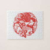 Puzzlespiel des Chinese Papercut Hahn-Jahres 2017 Puzzle (Horizontal)