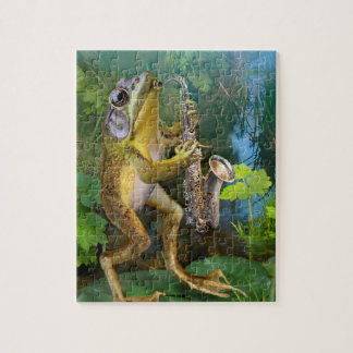 Puzzlespiel, Frosch, der einen Saxophone. spielt Puzzle